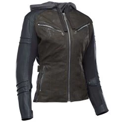 Speed And Strength Street Savvy Women's Leather/Textile Jacket - Olive/Black