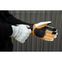 Biltwell Belden Leather Gloves - Cement/Yellow -Cycling Equipment Shop Biltwell Belden Leather Gloves Cement 9 01870.1569524080