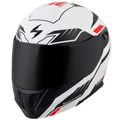 Scorpion EXO-GT920 Shuttle Modular Helmet - White/Black -Cycling Equipment Shop EXO GT920 Shuttle White Red front angle 75531.1509995160