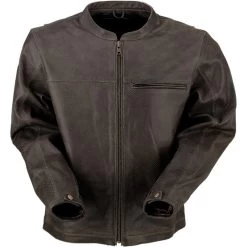 Z1R Munition Perforated Brown Leather Jacket