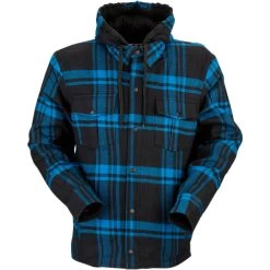 Z1R Timber Hooded Flannel Shirt - Black/Blue