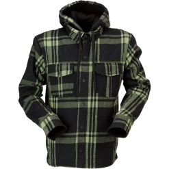 Z1R Timber Hooded Flannel Shirt - Black/Olive