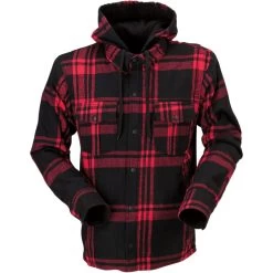 Z1R Timber Hooded Flannel Shirt - Black/Red
