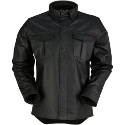 Z1R Motz Leather Moto Shirt - Black