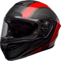 Bell Race Star Flex DLX Helmet - Tantrum 2 Matte/Gloss Black/Red -Cycling Equipment Shop bell race star flex dlx street helmet tantrum 2 matte gloss gray red front left clear shield 15180.1609350179