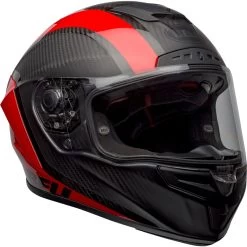 Bell Race Star Flex DLX Helmet - Tantrum 2 Matte/Gloss Black/Red -Cycling Equipment Shop bell race star flex dlx street helmet tantrum 2 matte gloss gray red front right clear shield 15747.1609349817