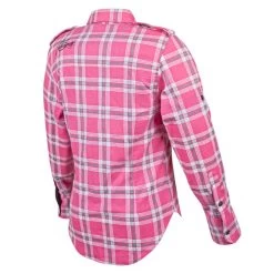 Speed And Strength Smokin Aces™ Women's Reinforced Moto Shirt -Cycling Equipment Shop speedandstrength wsmokinaces flannel motorcycle shirt pnk back3qt 58229.1434736838
